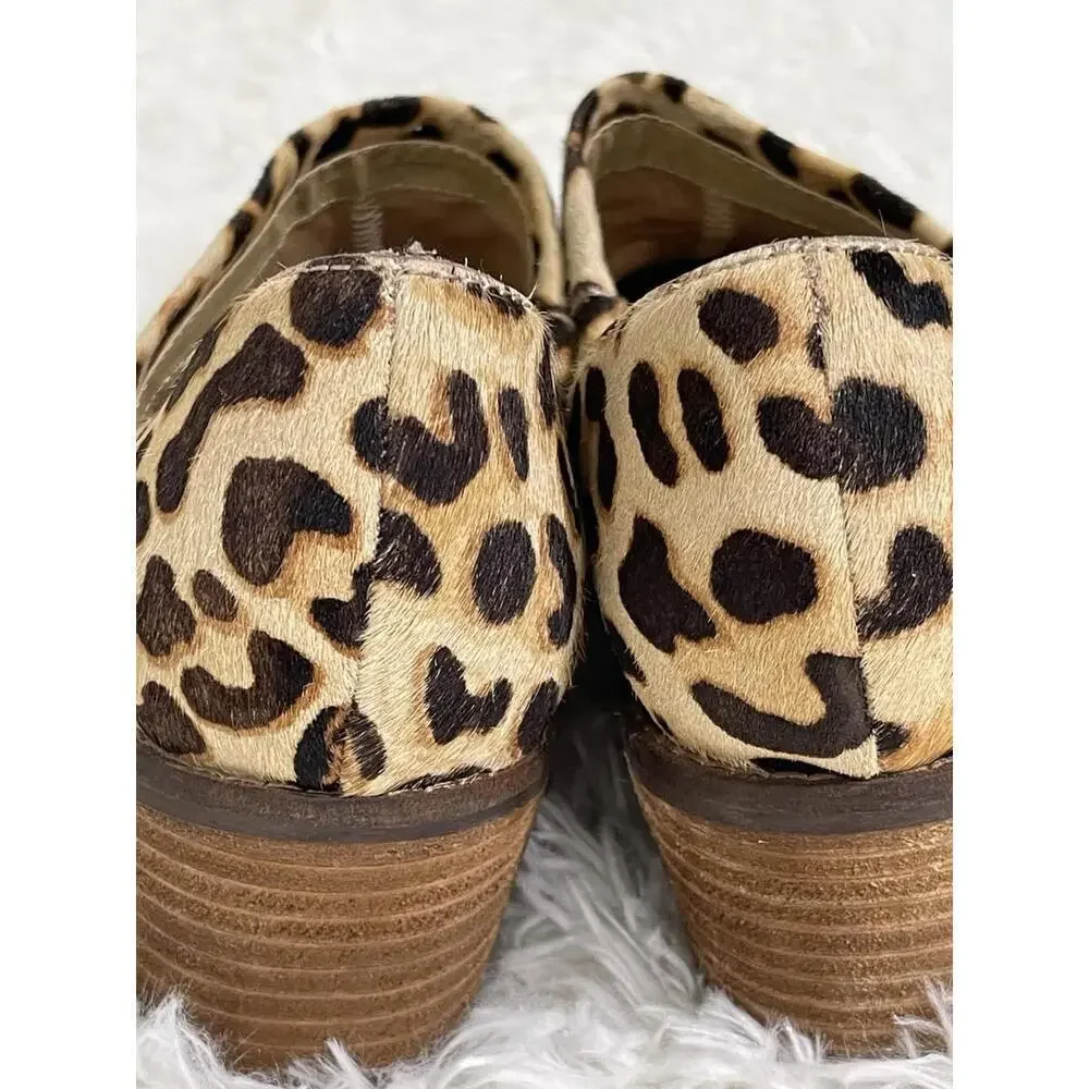 EUC Crown Vintage Morrison Calf Hair Leather Ankle Booties Leopard Print Size 9M